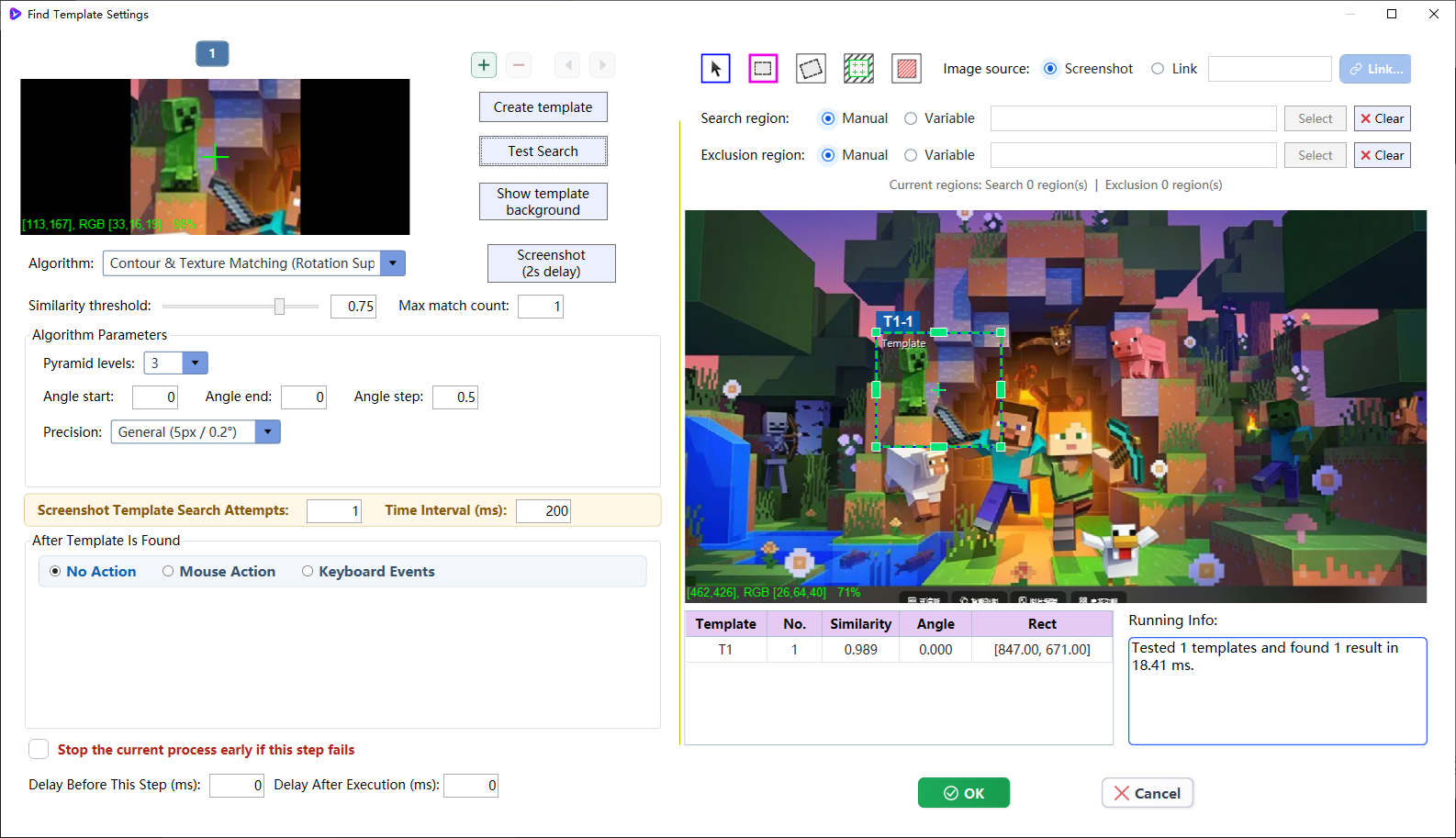 MacroMax image recognition auto clicker template editor